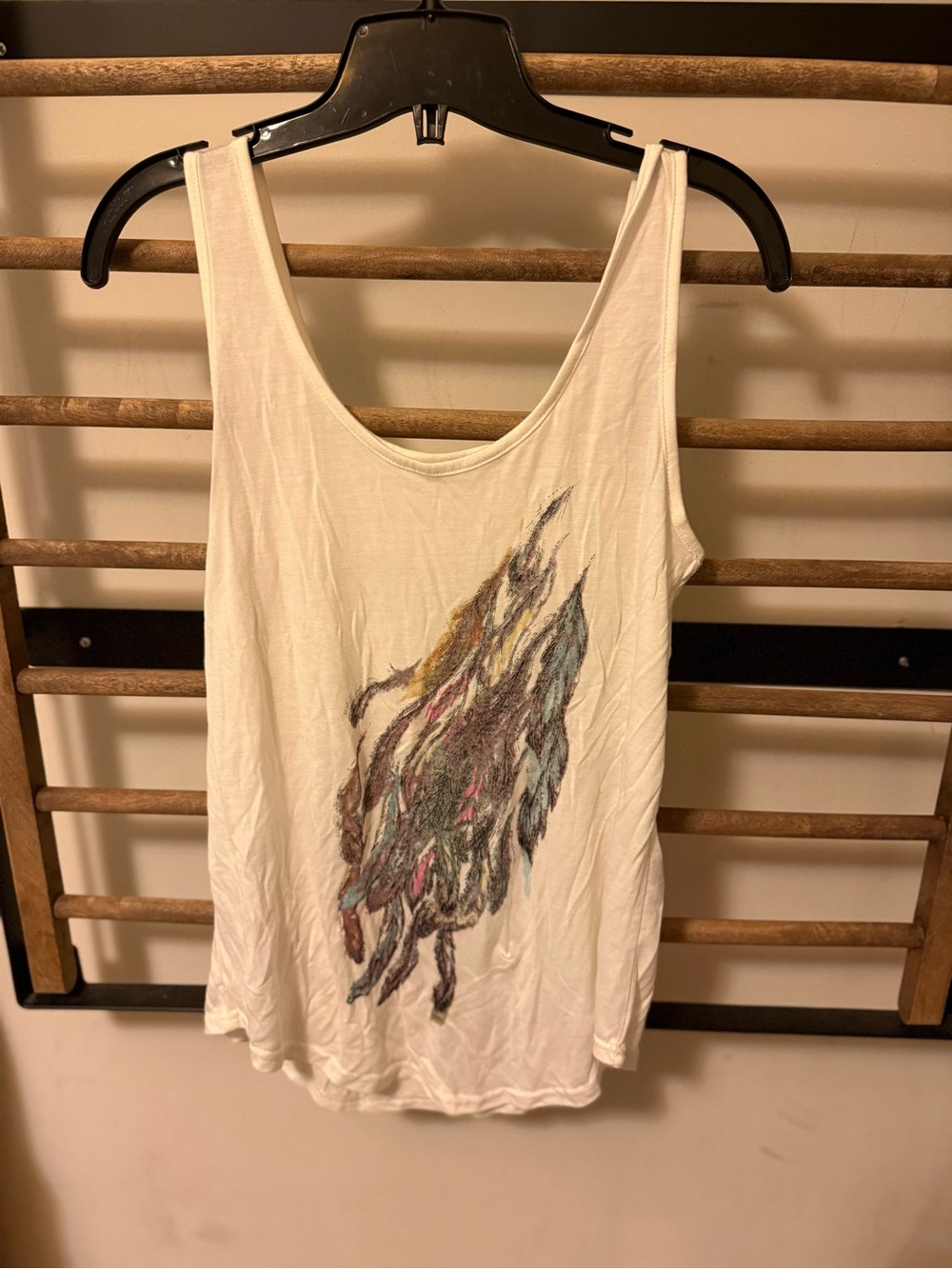 MINKPINK Cream Tank Top with Multicolor Abstract Graphic